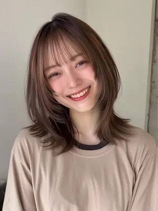 セミロング カラー ヘアアレンジ 堀 和香菜のヘアスタイル
