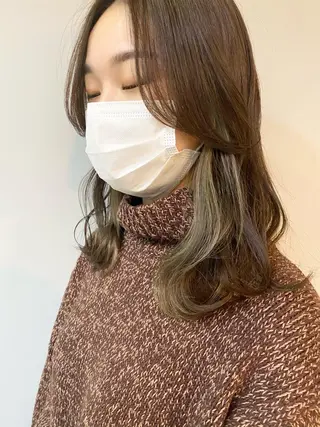 ミディアム カラー パーマ ヘアアレンジ メンズ キッズ ネイル マツエク・マツパ インナーカラー/ KANAのヘアスタイル