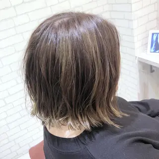 ミディアム 太白区/白髪ぼかし ハイライト/千葉達人のヘアスタイル