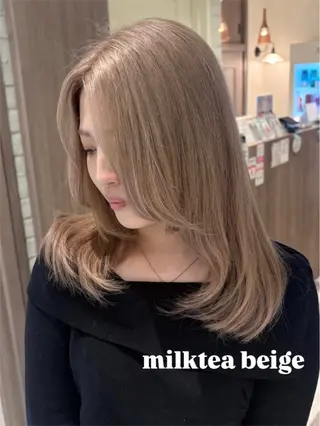 セミロング カラー KANA🎀韓国 🇰🇷ハイライトのヘアスタイル
