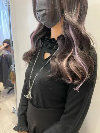 セミロング カラー 韓国ハイレイヤー ハッシュカット特化のヘアスタイル