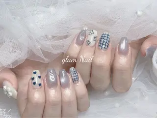 ネイル エツメ💅 長さ出し🎀デザインのネイルデザイン
