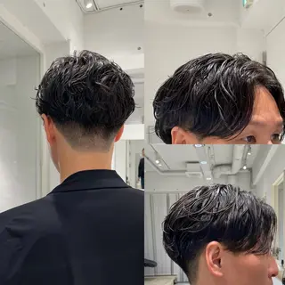 ショート パーマ メンズ ブリ—チ🌈カラ— 🌀パ—マ🌿ちえのヘアスタイル