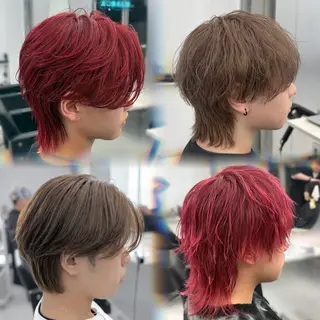 ミディアム カラー メンズ ʜᴀʀᴜᴋᴀ♱メンズ ウルフ/ブリーチのヘアスタイル
