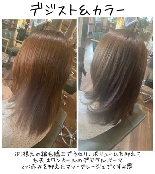 セミロング カラー パーマ ハイライト/インナー /ブリーチ/レイヤーのヘアスタイル