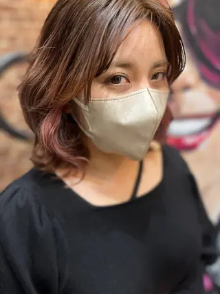 セミロング カラー パーマ ヘアアレンジ メンズ キッズ ネイル マツエク・マツパ アイブロウ 久木原 ゆりのヘアスタイル