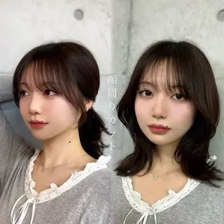 ミディアム ヒナ/レイヤーカット 艶感ワンカラーのヘアスタイル