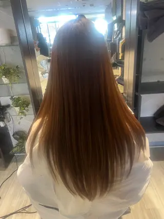 ロング 【南草津】髪質改善 ヘナカラー&縮毛矯正のヘアスタイル