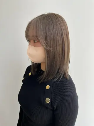セミロング カラー ヘアアレンジ 暖色韓国ヘア🩷 Yuukaのヘアスタイル