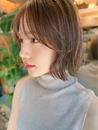 ショート 縮毛矯正/小顔前髪 ボブ 秋本凌汰のヘアスタイル