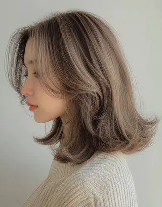 ミディアム 髪質改善&縮毛矯正へ アデザインピーチ入谷のヘアスタイル