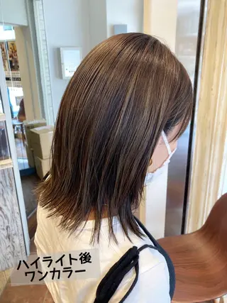 ミディアム あやか 白髪ぼかしハイライトのヘアスタイル
