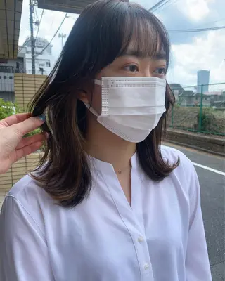 ミディアム カラー 透明感カラー✂︎ /縮毛矯正/YUKAのヘアスタイル