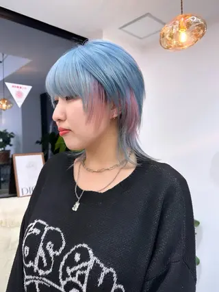 ショート カラー ヘアアレンジ TAKUMAブリーチ /デザインカラーのヘアスタイル