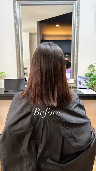 ミディアム カラー きむえり/髪質改善 /うねり広がり改善のヘアスタイル