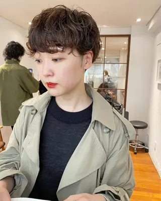 ショート カラー パーマ 白髪ぼかし/ショート /ミニボブだいじのヘアスタイル