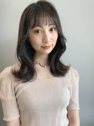 ミディアム カラー 透明感カラー✂︎ /縮毛矯正/YUKAのヘアスタイル