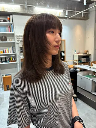 ミディアム カラー 永田 愛莉のヘアスタイル
