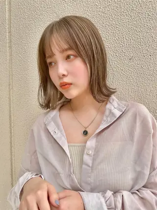 ミディアム カラー 髪質改善 中川 翔のヘアスタイル
