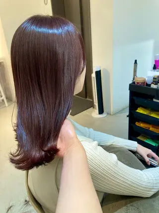ミディアム ✨色持ちの良い艶 カラー✨蟹江真世のヘアスタイル