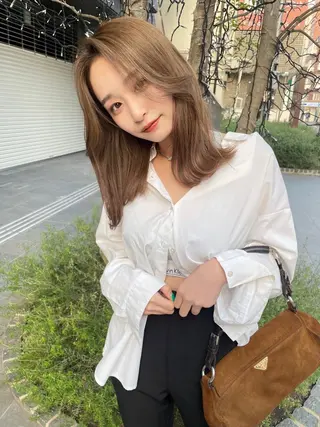 ミディアム カラー ヘアアレンジ 髙塚碧🇰🇷 韓国ヘア🎗️のヘアスタイル