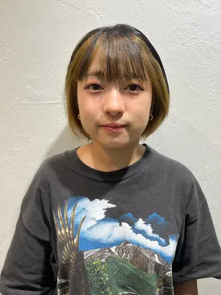 ショート カラー パーマ ヘアアレンジ メンズ アイブロウ nishi fuyumiのヘアスタイル
