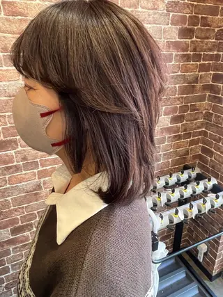 ミディアム カラー パーマ ヘアアレンジ メンズ キッズ ネイル マツエク・マツパ アイブロウ 久木原 ゆりのヘアスタイル