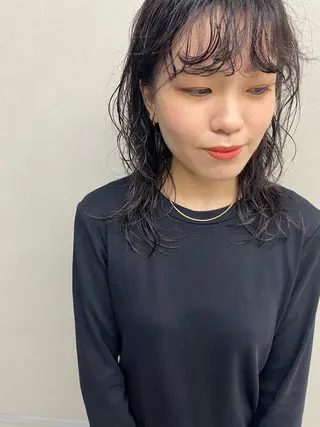 ミディアム パーマ -福岡博多筑紫口- 大津成美のヘアスタイル