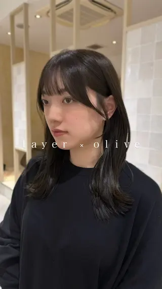 セミロング カラー hair shioのヘアスタイル