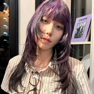 ロング カラー りゅうせい ハイトーンのヘアスタイル