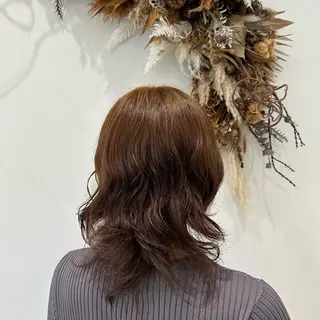 ミディアム カラー ヘアアレンジ MIRUKA/ 暖色カラー/ベージュのヘアスタイル