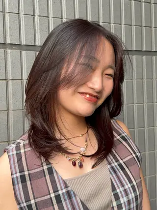 セミロング カラー 韓国レイヤー 🎀ダブルカラーのヘアスタイル