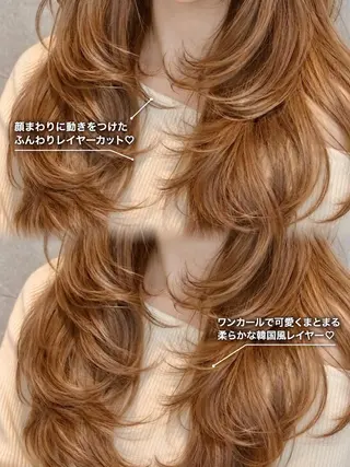 セミロング カラー ヘアアレンジ 韓国風カラーカット 🤍店長　鳥越のヘアスタイル