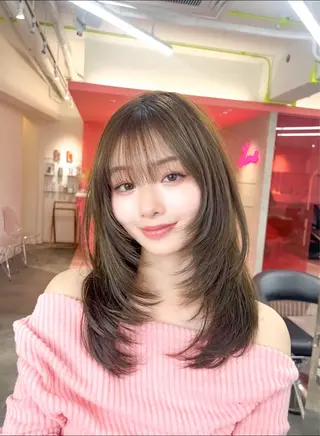ミディアム 山崎/ボブ縮毛矯正 レイヤー髪質改善のヘアスタイル