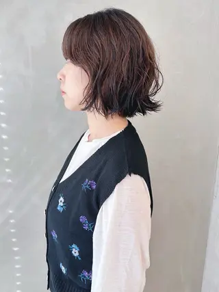 ミディアム パーマ ボブ/ゆるふわ ボブパーマ/とういのヘアスタイル