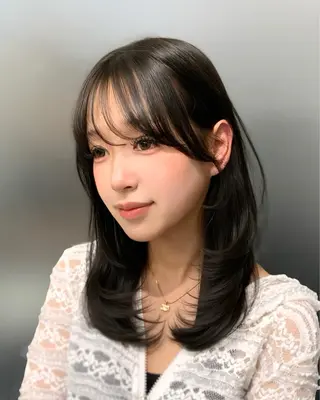 ミディアム 🎀韓国風顔周り× 透明感/梅田/アリサのヘアスタイル