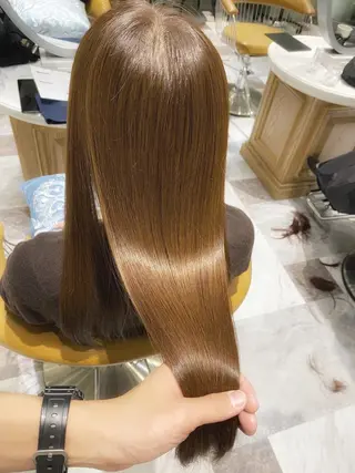 ロング ブリーチなしダブル カラー縮毛矯正　下野のヘアスタイル