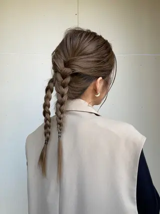 ミディアム ヘアカラー&縮毛矯正 STAR☆RIVERのヘアスタイル