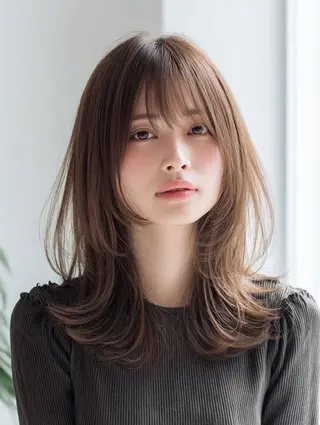 セミロング カラー 透明感×艶カラー ✨️美髪縮毛🍒リオのヘアスタイル