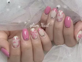 ネイル エツメ💅 長さ出し🎀デザインのネイルデザイン