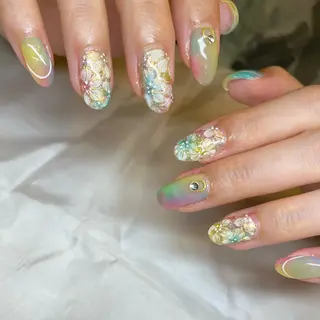 ミディアム カラー パーマ ヘアアレンジ メンズ キッズ ネイル マツエク・マツパ アイブロウ el. by Aoのネイルデザイン