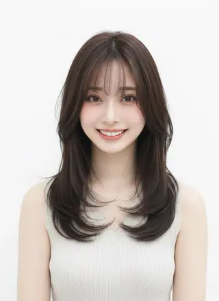 ミディアム カラー 韓国レイヤーカット× 髪質改善ラビマーニのヘアスタイル
