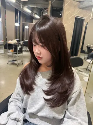 ロング caho／ レイヤー カット 韓国ヘア♡のヘアスタイル