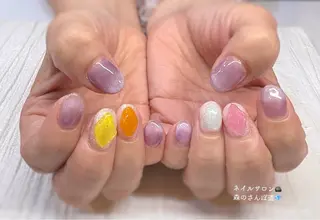 ネイル ショートネイル 森のさんぽ道のネイルデザイン