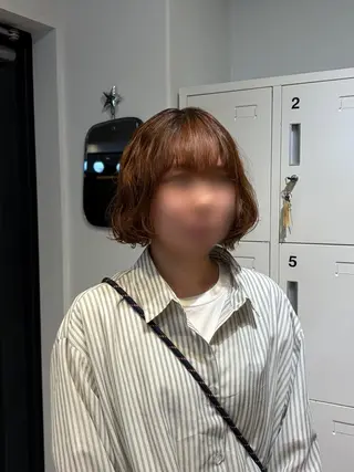 ショート パーマ 暖色/レッドカラー ボブパーマ🌀アヤカのヘアスタイル