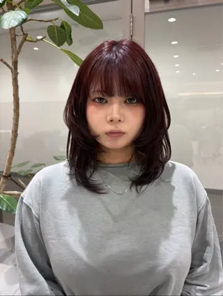 ミディアム カラー 暖色カラー/ブリーチ /ボブ/本間陽南のヘアスタイル