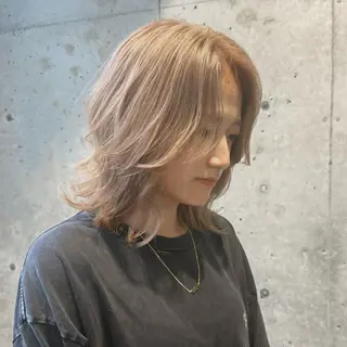 ミディアム カラー 柔め透明感血色カラー 暖色/レイヤー/ゆいのヘアスタイル
