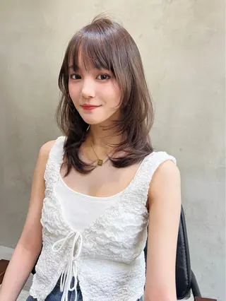 ミディアム カラー 艶髪／韓国ヘア🎀 Kanon︎︎⁺.のヘアスタイル