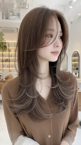 ロング カラー 韓国×艶ハイトーンが かわいい✨️リオ🍒のヘアスタイル