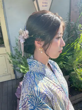 セミロング ヘアアレンジ KURIA‪‪/ブリ ーチ/ダブルカラーのヘアスタイル